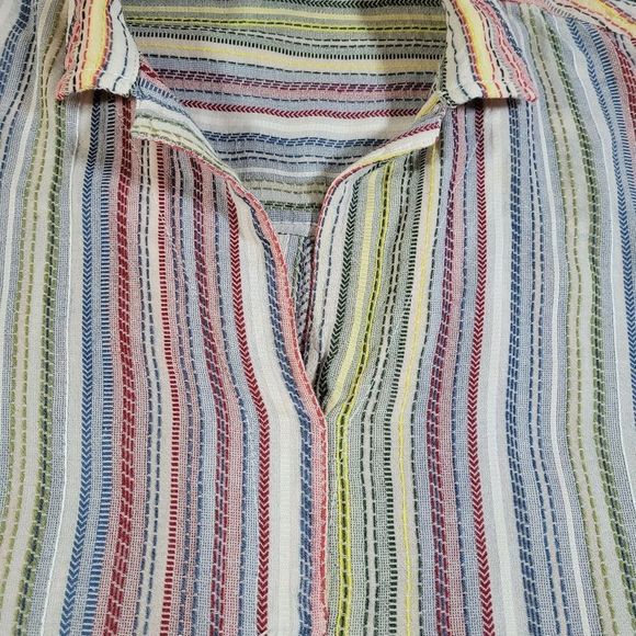 Anthropology Pilcro Augusta Women's Rainbow Striped Oversized Boho Tunic Size S - Picture 5 of 12
